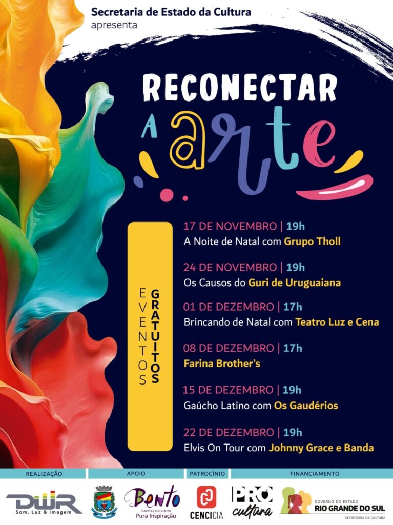 Via del Vino em Bento Gonçalves terá shows gratuitos de música, dança, humor e teatro.